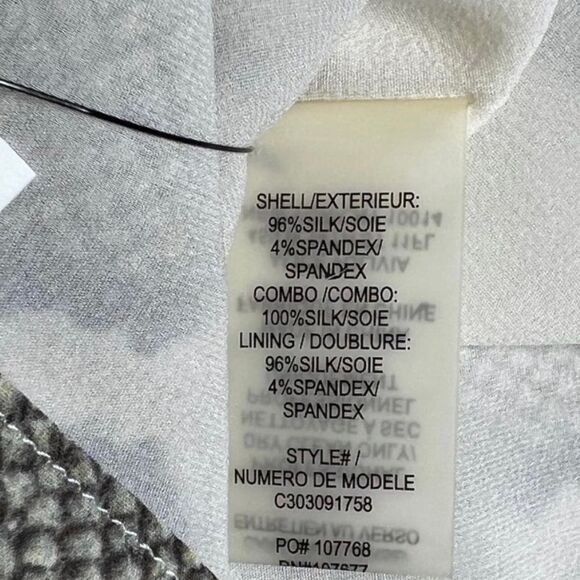 Alice + Olivia Silk Top | Small Gray Animal Snake Print A Line Flowy Scoop Neck - Picture 5 of 8